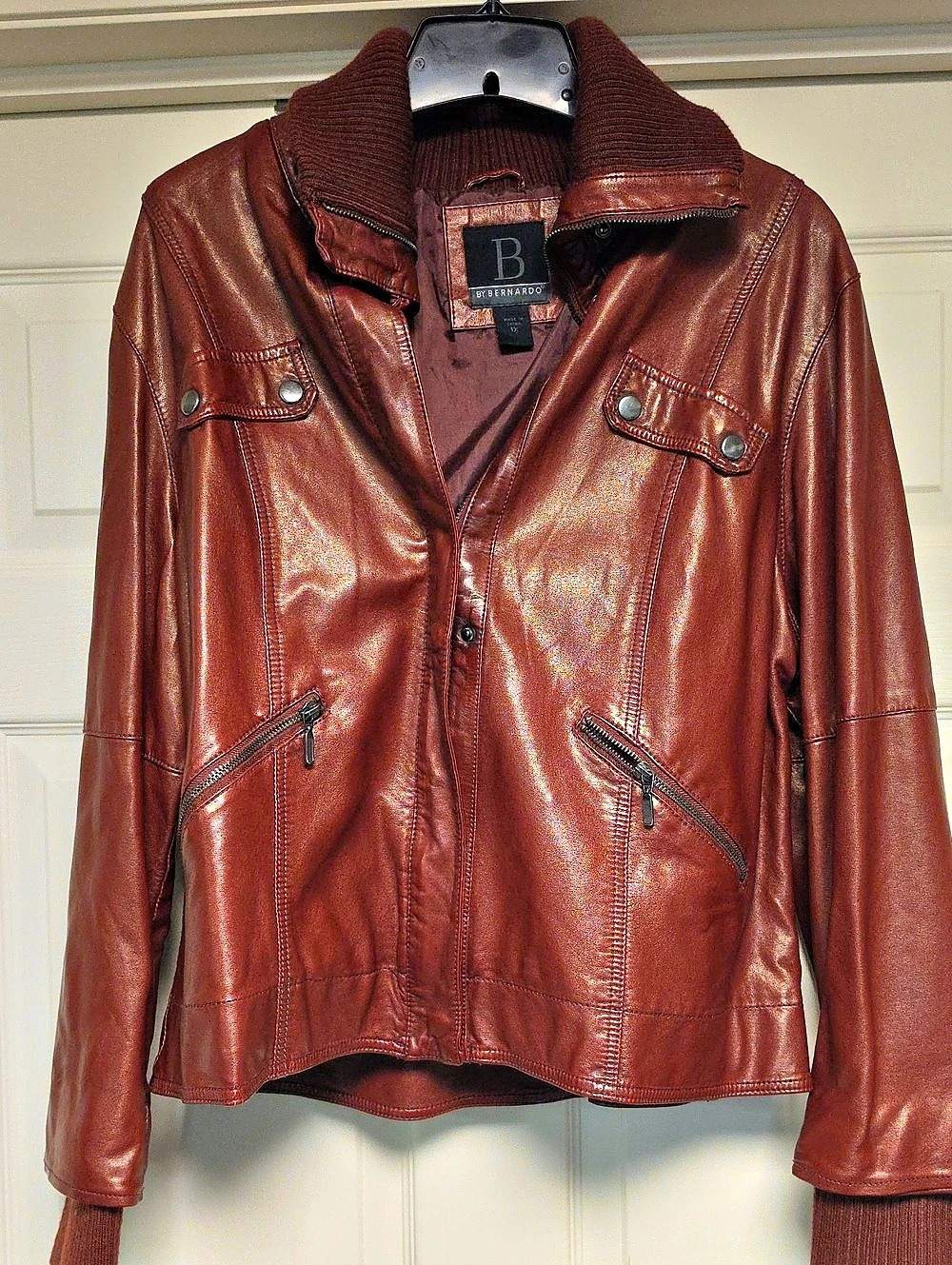 Bernardo Deep Red Moto Jacket